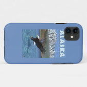 AlaskaBaldのワシのヴィンテージ旅行ポスター Case-Mate iPhoneケース (裏面(横))