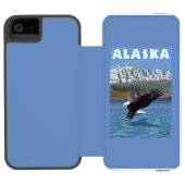 AlaskaBaldのワシのヴィンテージ旅行ポスター Incipio iPhoneウォレットケース (フォリオオープン)