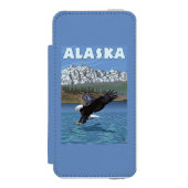 AlaskaBaldのワシのヴィンテージ旅行ポスター Incipio iPhoneウォレットケース (フォリオ 正面)