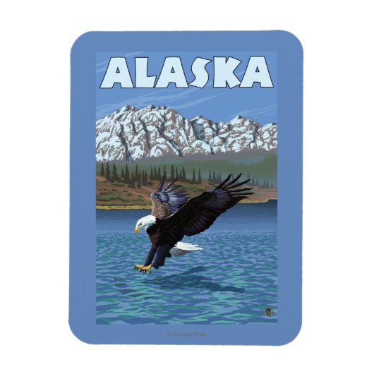 AlaskaBald Eagleヴィンテージ旅行ポスター マグネット (縦)