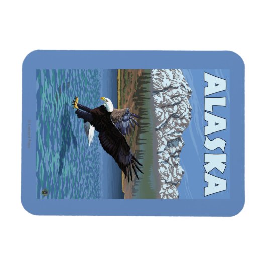 AlaskaBald Eagleヴィンテージ旅行ポスター マグネット (横)