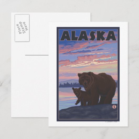 AlaskaBearとCub ポストカード (正面/裏面)