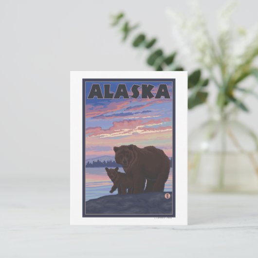 AlaskaBearとCub ポストカード (スタンド正面)