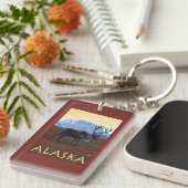 AlaskaCaribouのヴィンテージ旅行ポスター キーホルダー (正面右)