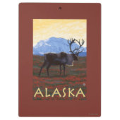 AlaskaCaribouのヴィンテージ旅行ポスター クリップボード (裏面)