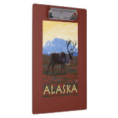 AlaskaCaribouのヴィンテージ旅行ポスター クリップボード (右)
