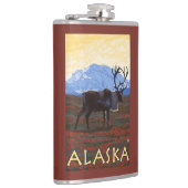 AlaskaCaribouのヴィンテージ旅行ポスター フラスク (右)