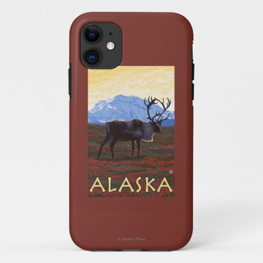 AlaskaCaribouのヴィンテージ旅行ポスター Case-Mate iPhoneケース (裏面)