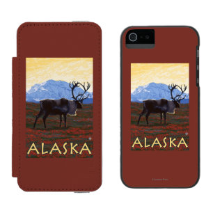 AlaskaCaribouのヴィンテージ旅行ポスター iPhone SE/5/5sウォレットケース