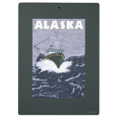 AlaskaCrabのボートのヴィンテージ旅行ポスター クリップボード (裏面)