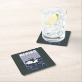 AlaskaCrabのボートのヴィンテージ旅行ポスター スクエアペーパーコースター (インサイチュ)