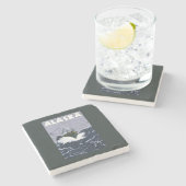 AlaskaCrabのボートのヴィンテージ旅行ポスター ストーンコースター (横)