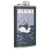 AlaskaCrabのボートのヴィンテージ旅行ポスター フラスク (右)