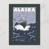 AlaskaCrabのボートのヴィンテージ旅行ポスター ポストカード (正面)