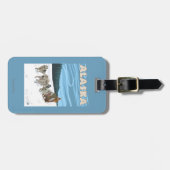 AlaskaDogsleddingのヴィンテージ旅行ポスター ラゲッジタグ (正面横)