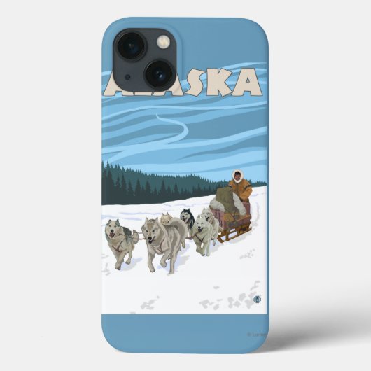 AlaskaDogsleddingのヴィンテージ旅行ポスター Case-Mate iPhoneケース (裏面)