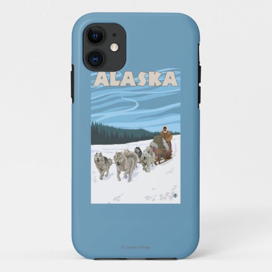 AlaskaDogsleddingのヴィンテージ旅行ポスター Case-Mate iPhoneケース (裏面)