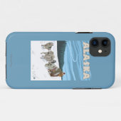 AlaskaDogsleddingのヴィンテージ旅行ポスター Case-Mate iPhoneケース (裏面(横))
