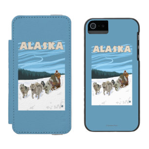 AlaskaDogsleddingのヴィンテージ旅行ポスター iPhone SE/5/5sウォレットケース