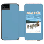 AlaskaDogsleddingのヴィンテージ旅行ポスター Incipio iPhoneウォレットケース (フォリオオープン)
