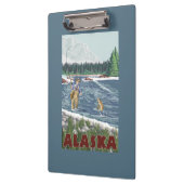AlaskaFlyの漁師のヴィンテージ旅行ポスター クリップボード (左)