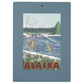 AlaskaFlyの漁師のヴィンテージ旅行ポスター クリップボード (裏面)