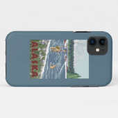 AlaskaFlyの漁師のヴィンテージ旅行ポスター Case-Mate iPhoneケース (裏面(横))