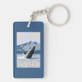 AlaskaHumpbackのクジラのヴィンテージ旅行ポスター キーホルダー (裏面)