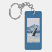 AlaskaHumpbackのクジラのヴィンテージ旅行ポスター キーホルダー (正面左)