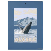 AlaskaHumpbackのクジラのヴィンテージ旅行ポスター クリップボード (裏面)