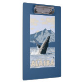 AlaskaHumpbackのクジラのヴィンテージ旅行ポスター クリップボード (右)