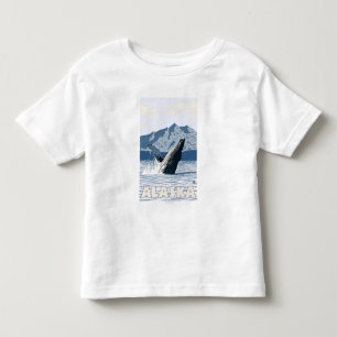 AlaskaHumpbackのクジラのヴィンテージ旅行ポスター トドラーTシャツ