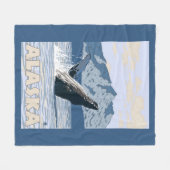 AlaskaHumpbackのクジラのヴィンテージ旅行ポスター フリースブランケット (正面(横))