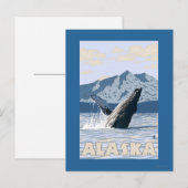 AlaskaHumpbackのクジラのヴィンテージ旅行ポスター ポストカード (正面/裏面)