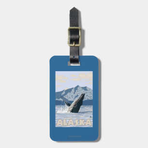 AlaskaHumpbackのクジラのヴィンテージ旅行ポスター ラゲッジタグ