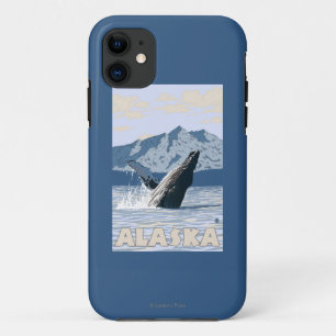 AlaskaHumpbackのクジラのヴィンテージ旅行ポスター iPhone 11 ケース