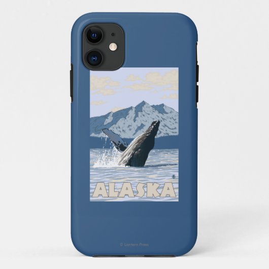 AlaskaHumpbackのクジラのヴィンテージ旅行ポスター Case-Mate iPhoneケース (裏面)