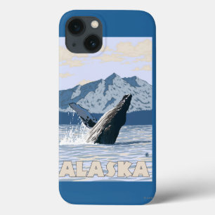AlaskaHumpbackのクジラのヴィンテージ旅行ポスター iPhone 13ケース