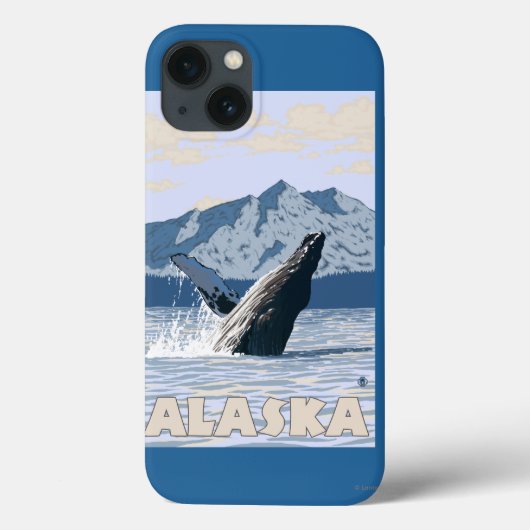 AlaskaHumpbackのクジラのヴィンテージ旅行ポスター Case-Mate iPhoneケース (裏面)
