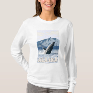 AlaskaHumpbackのクジラのヴィンテージ旅行ポスター Tシャツ