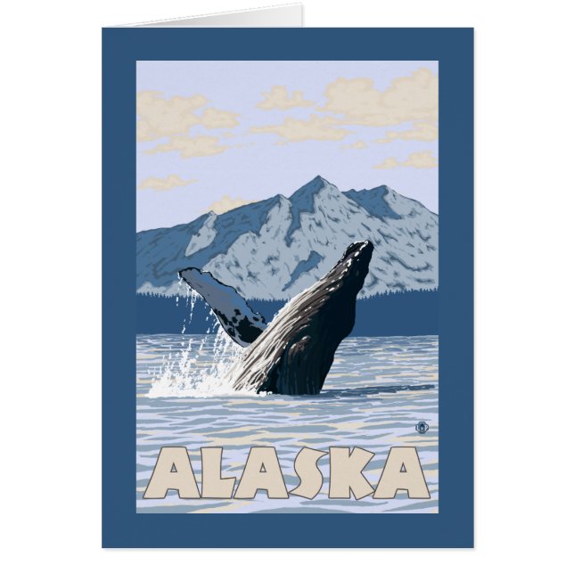AlaskaHumpbackホエールヴィンテージ旅行ポスター (正面)