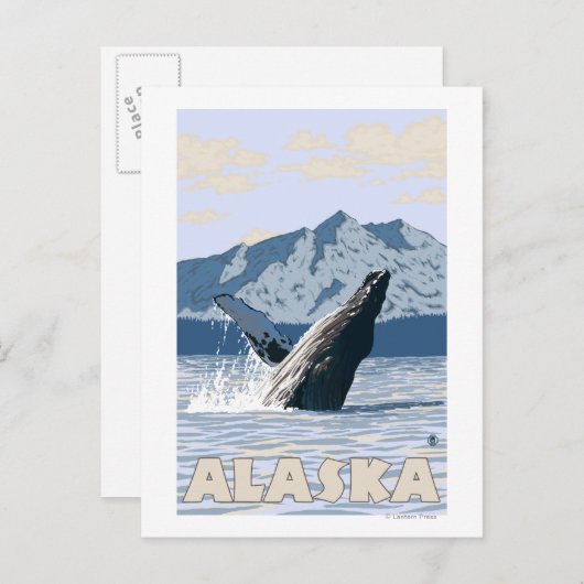 AlaskaHumpbackホエールヴィンテージ旅行ポスター ポストカード (正面/裏面)