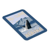 AlaskaHumpbackホエールヴィンテージ旅行ポスター マグネット (右側)