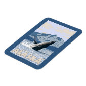 AlaskaHumpbackホエールヴィンテージ旅行ポスター マグネット (左側)