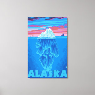 AlaskaIcebergのヴィンテージ旅行ポスター キャンバスプリント