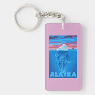 AlaskaIcebergのヴィンテージ旅行ポスター キーホルダー
