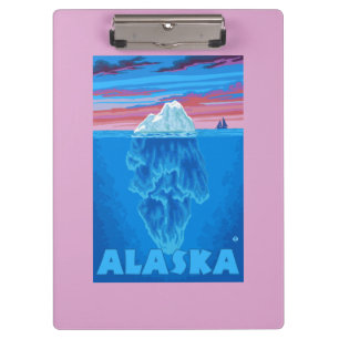 AlaskaIcebergのヴィンテージ旅行ポスター クリップボード