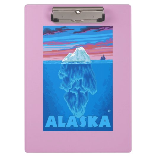 AlaskaIcebergのヴィンテージ旅行ポスター クリップボード (正面)