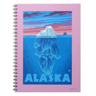 AlaskaIcebergのヴィンテージ旅行ポスター ノートブック