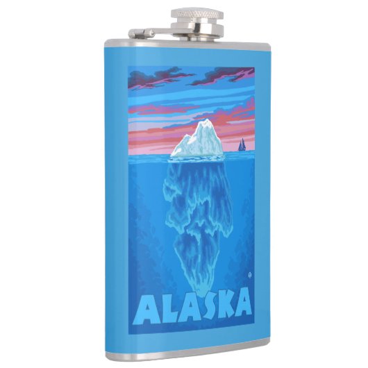 AlaskaIcebergのヴィンテージ旅行ポスター フラスク (右)